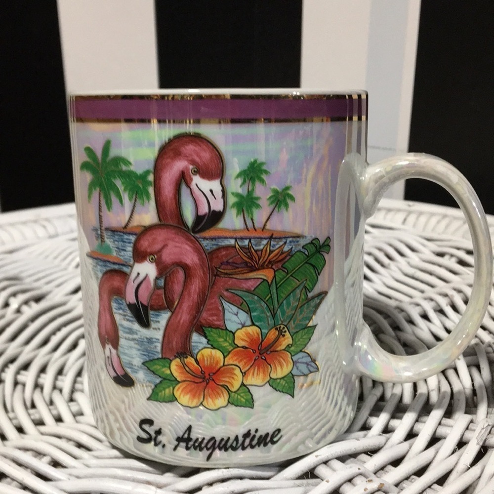 St. Augustine ,Florida Vintage Tourist Souvenir Ceramic Mug Pink Flamingo - Picture 14 of 17